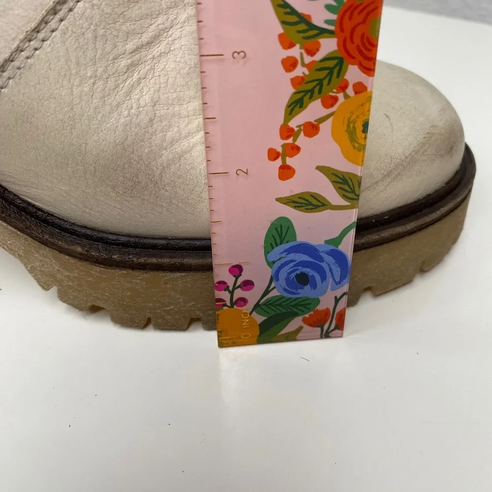 Free People James Chelsea Ankle Boots Cream Leather Platform Size 37 EU/6-6.5 US